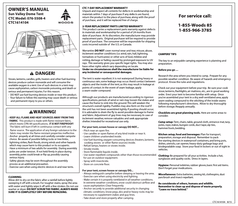 Page 1 de la notice Manuel utilisateur Wood's Sun Valley 8