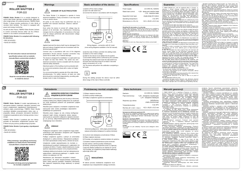 Image de la première page du manuel de l'appareil Roller Shutter 2
