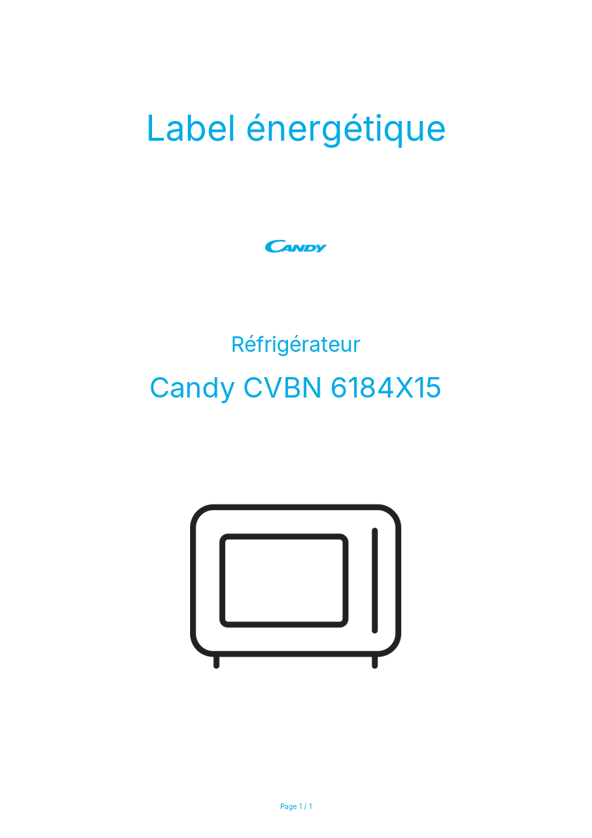 Page n°1 - Label énergétique Candy CVBN 6184X15