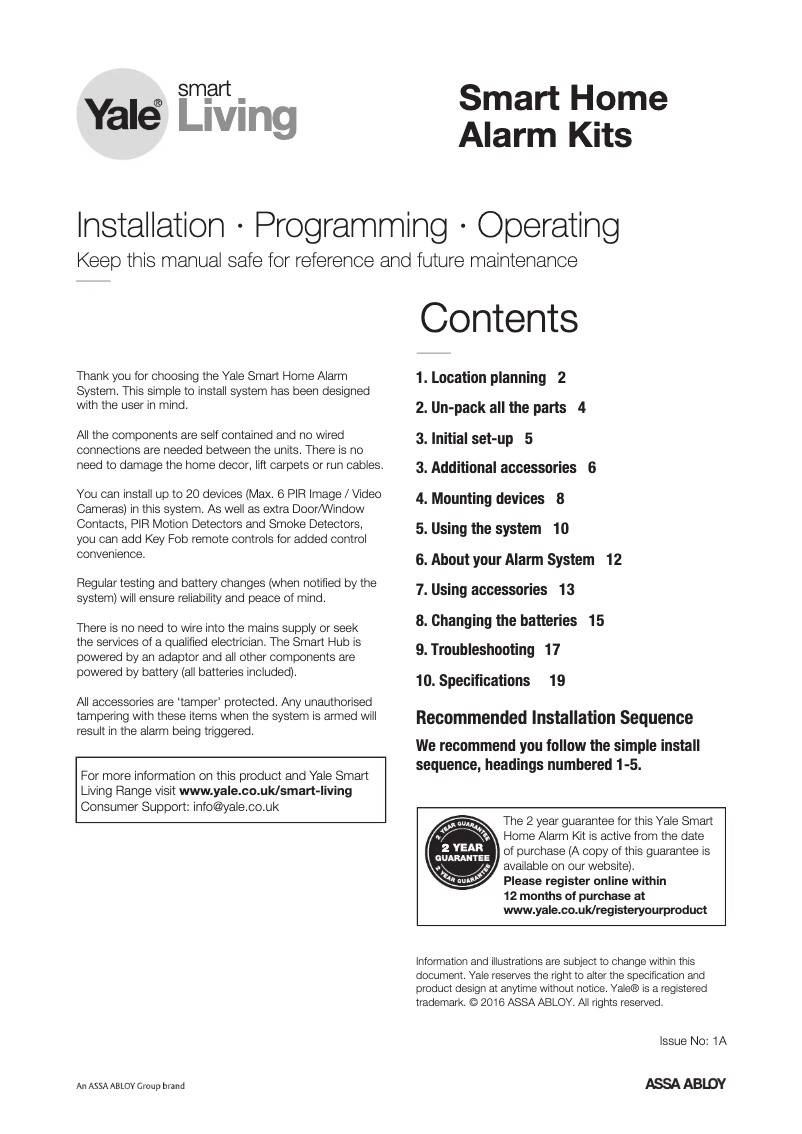 Página 1 del manual Manual de usuario Yale SR-320