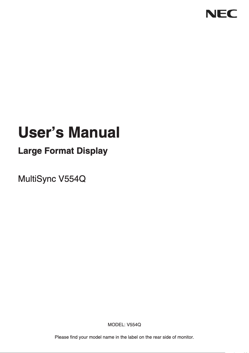 Page 1 de la notice Manuel utilisateur NEC MultiSync V554