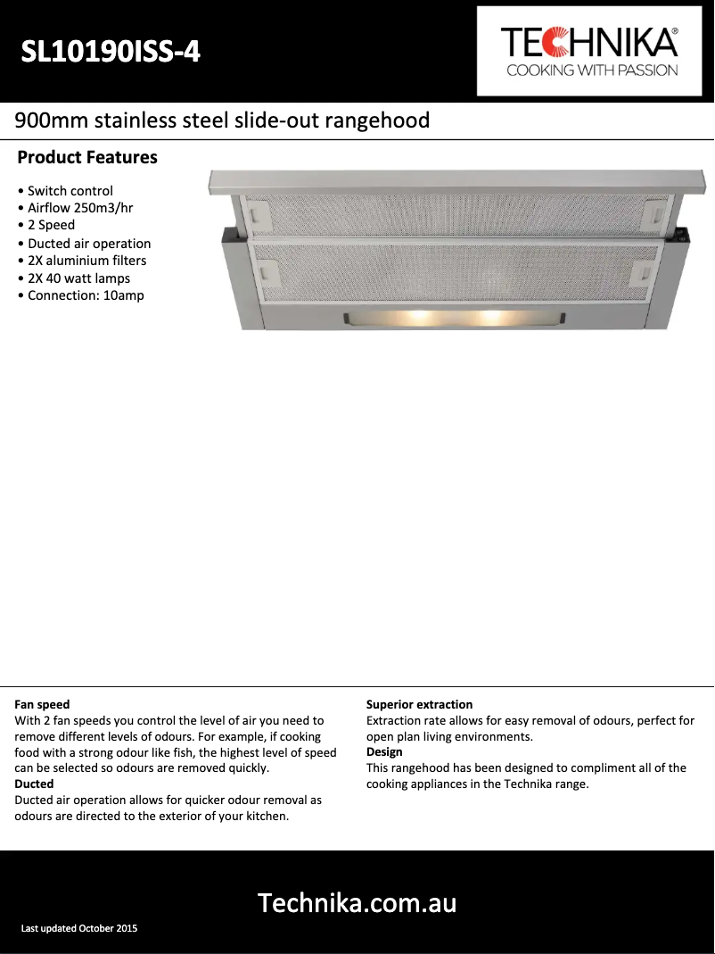 Page 1 de la notice Fiche technique Technika SL10160ISS-4