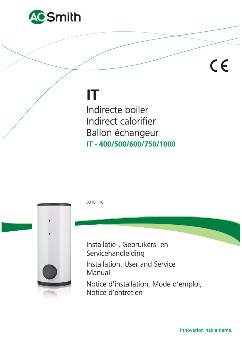 Page 1 de la notice Manuel utilisateur A.O. Smith IT 600