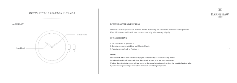 Page 1 de la notice Manuel utilisateur Earnshaw Bauer ES-8049-11