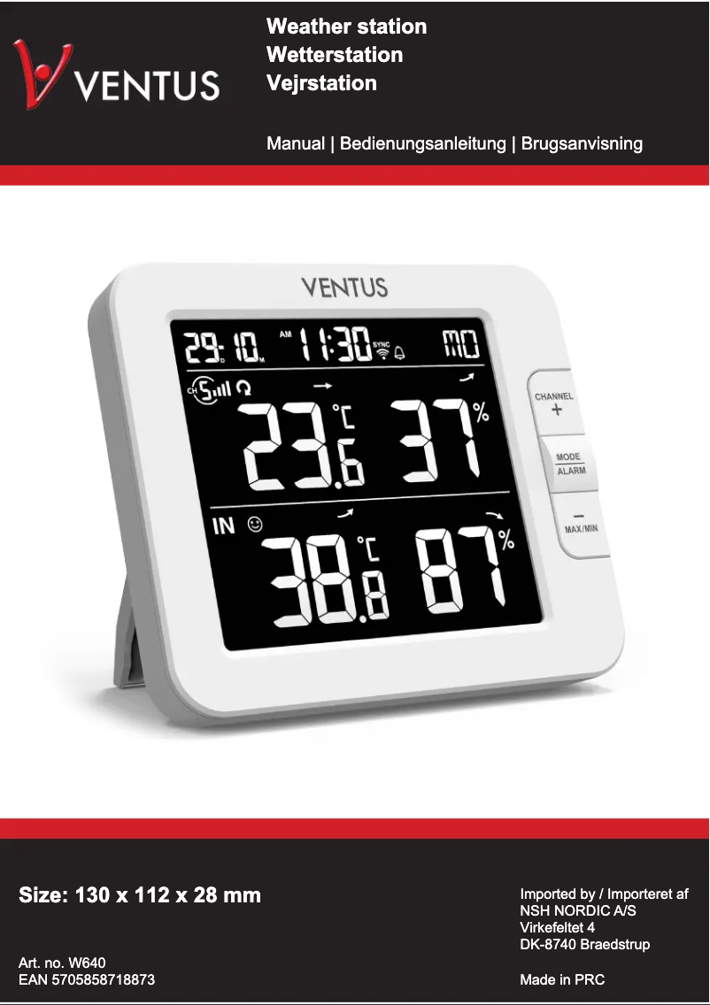 Image de la première page du manuel de l'appareil W640