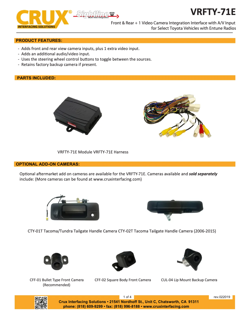 Page 1 de la notice Manuel utilisateur CRUX VRFTY-71E
