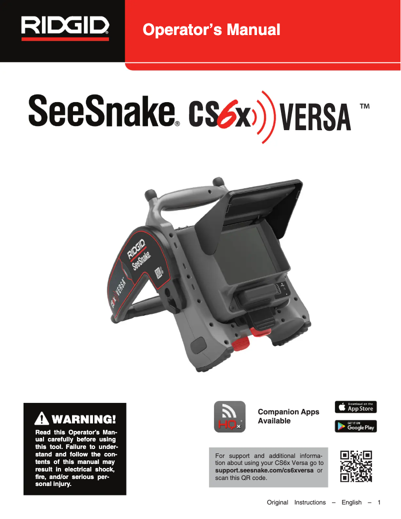 Página 1 del manual Manual de usuario Ridgid SeeSnake CS6x VERSA