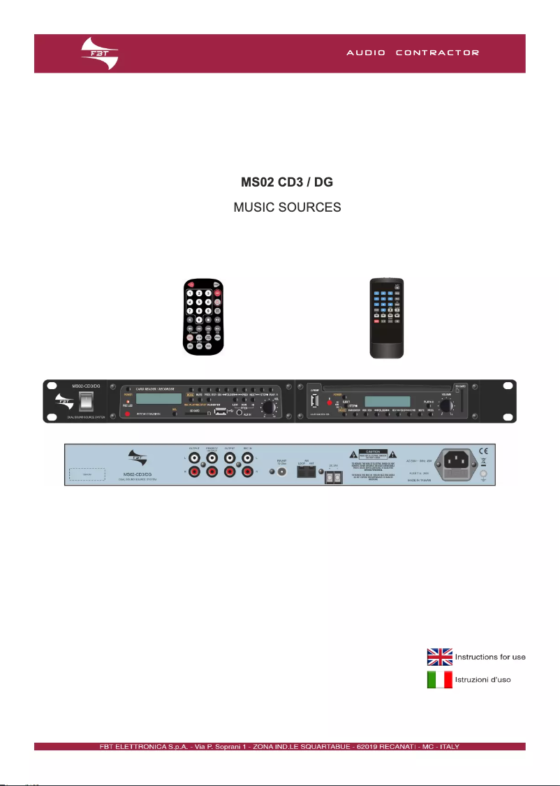 Page n°1 - Manuel utilisateur FBT MS02 CD3/DG