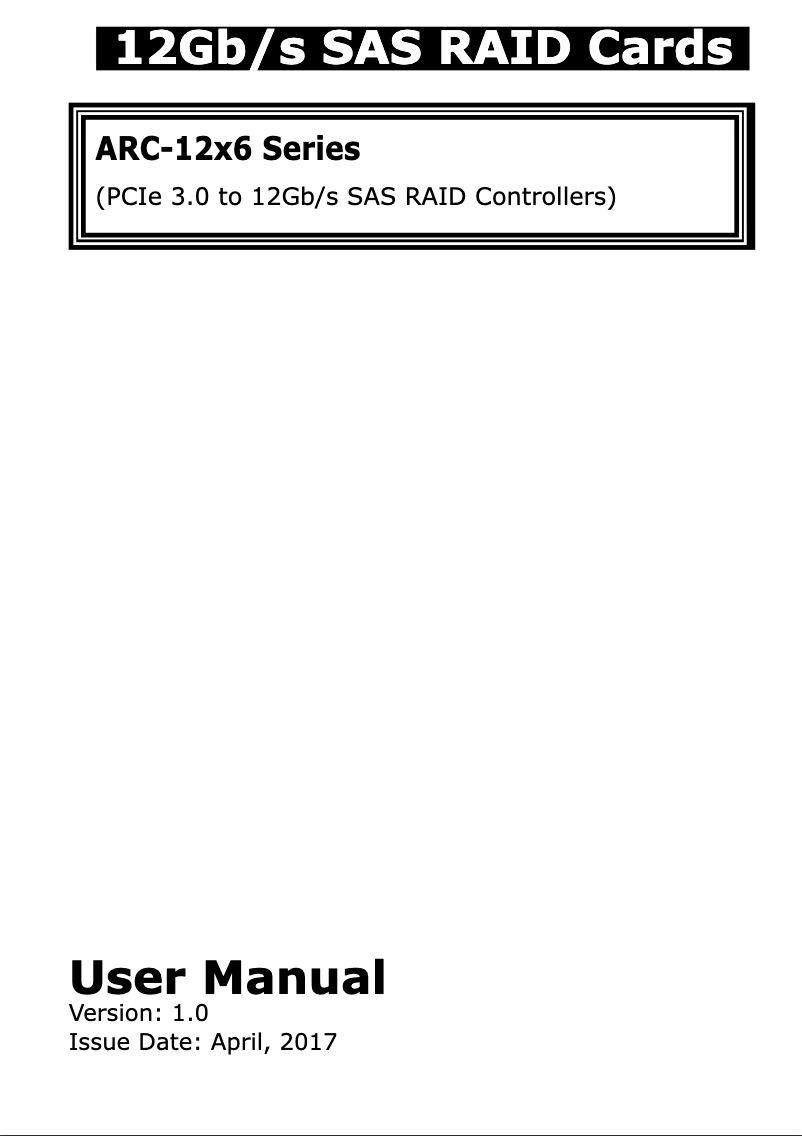 Page 1 de la notice Manuel utilisateur Areca ARC-1226-8X