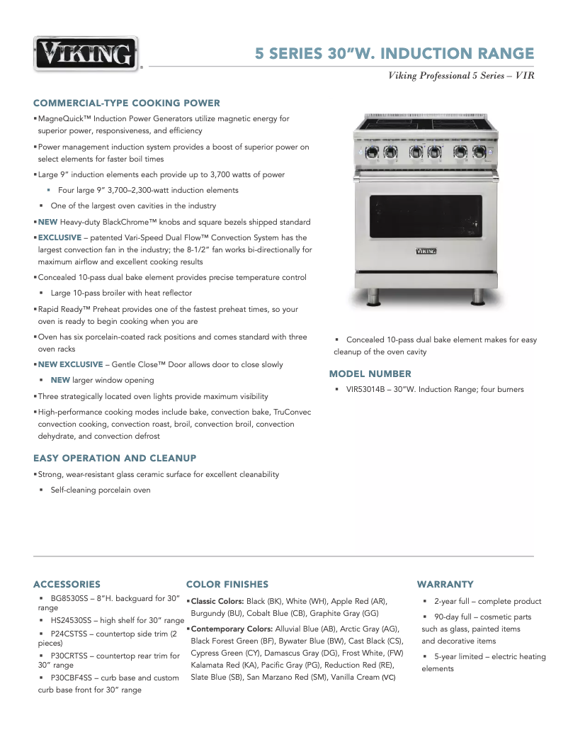 Página 1 del manual Ficha técnica Viking VIR53014BGG