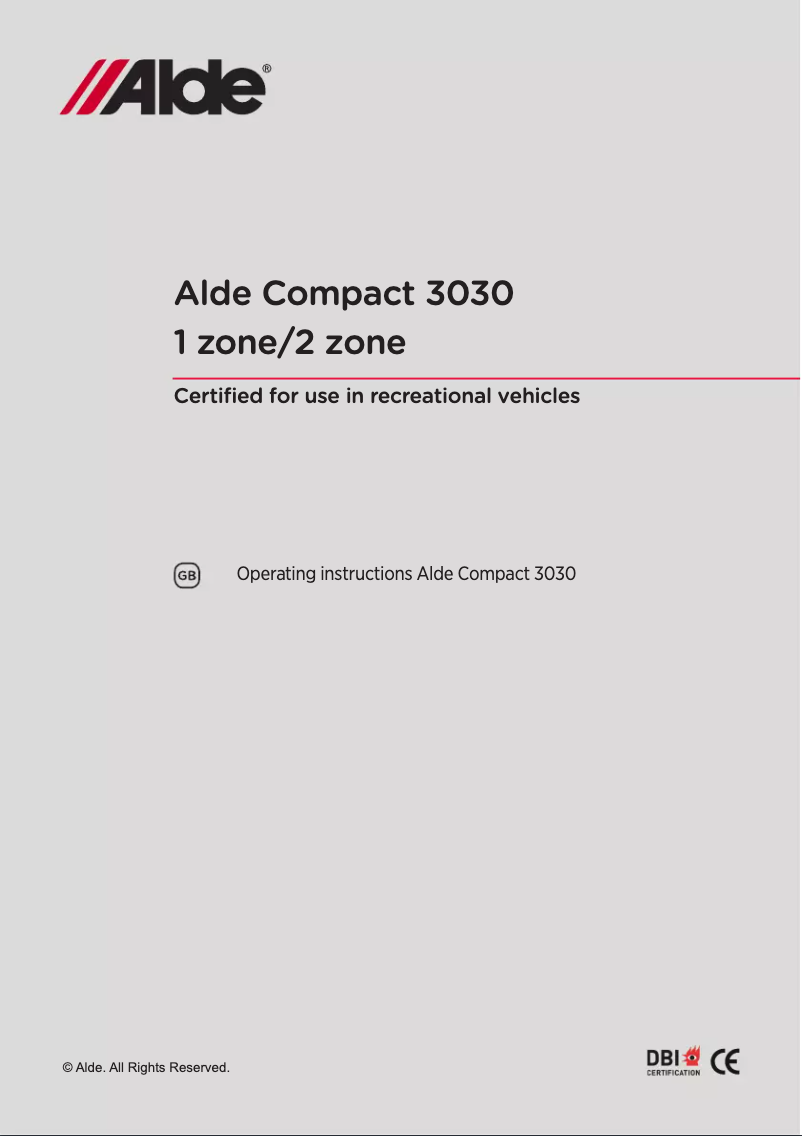 Page 1 de la notice Manuel utilisateur Alde Compact 3030
