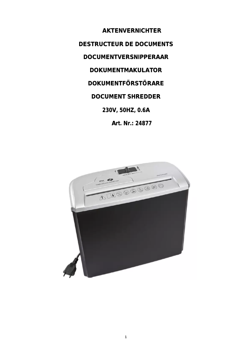 Page 1 de la notice Manuel utilisateur Eurotops 24877