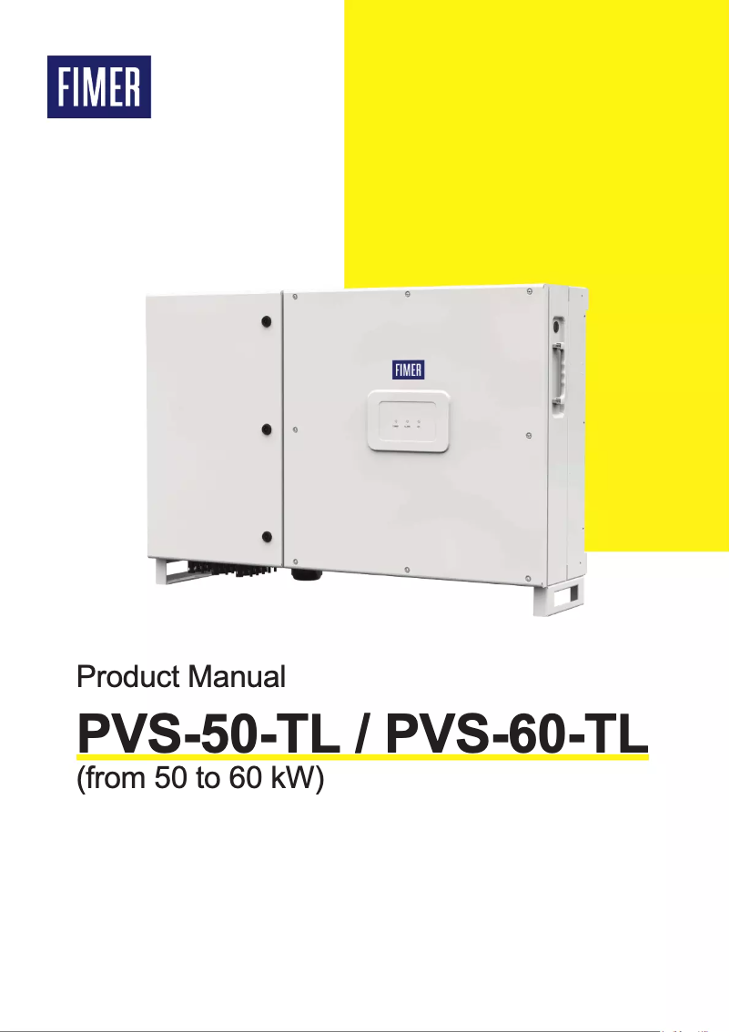 Page 1 de la notice Manuel utilisateur FIMER PVS-60-TL