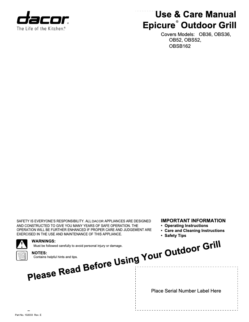 Image de la première page du manuel de l'appareil OBC36