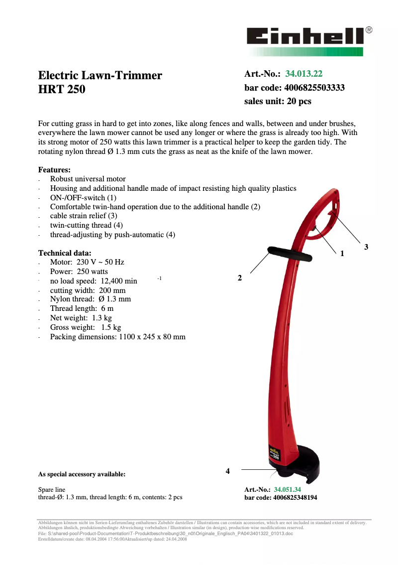 Image de la première page du manuel de l'appareil HRT 250