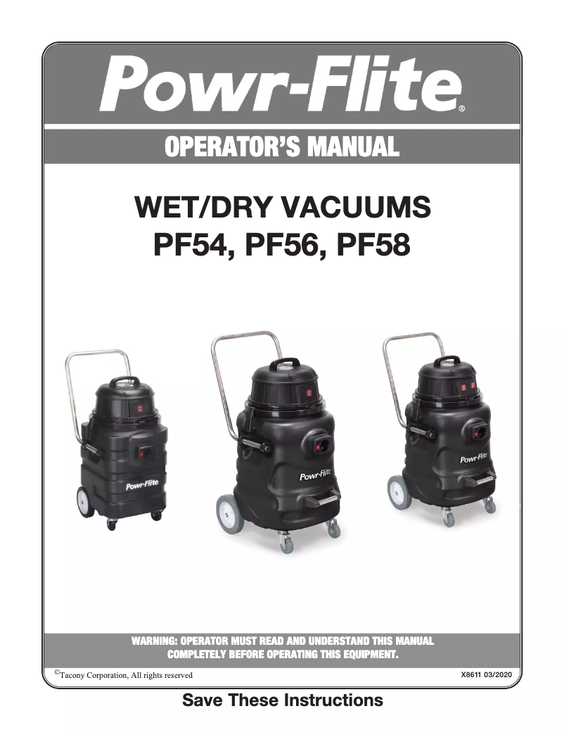 Page n°1 - Manuel utilisateur Powr-Flite PF58