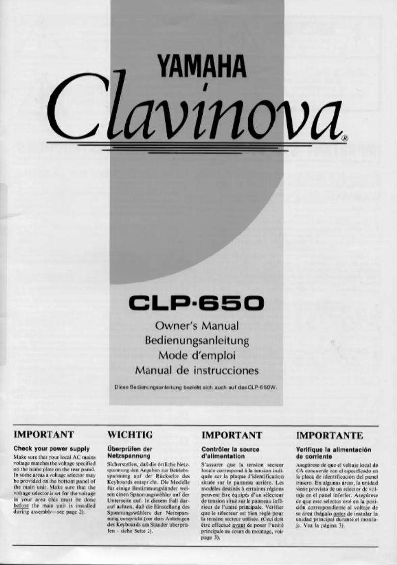 Page 1 de la notice Manuel utilisateur Yamaha Clavinova CLP-650