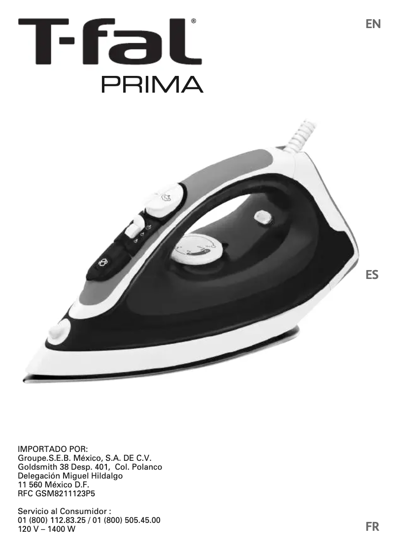 Page n°1 - Manuel utilisateur Tefal Prima FV3756