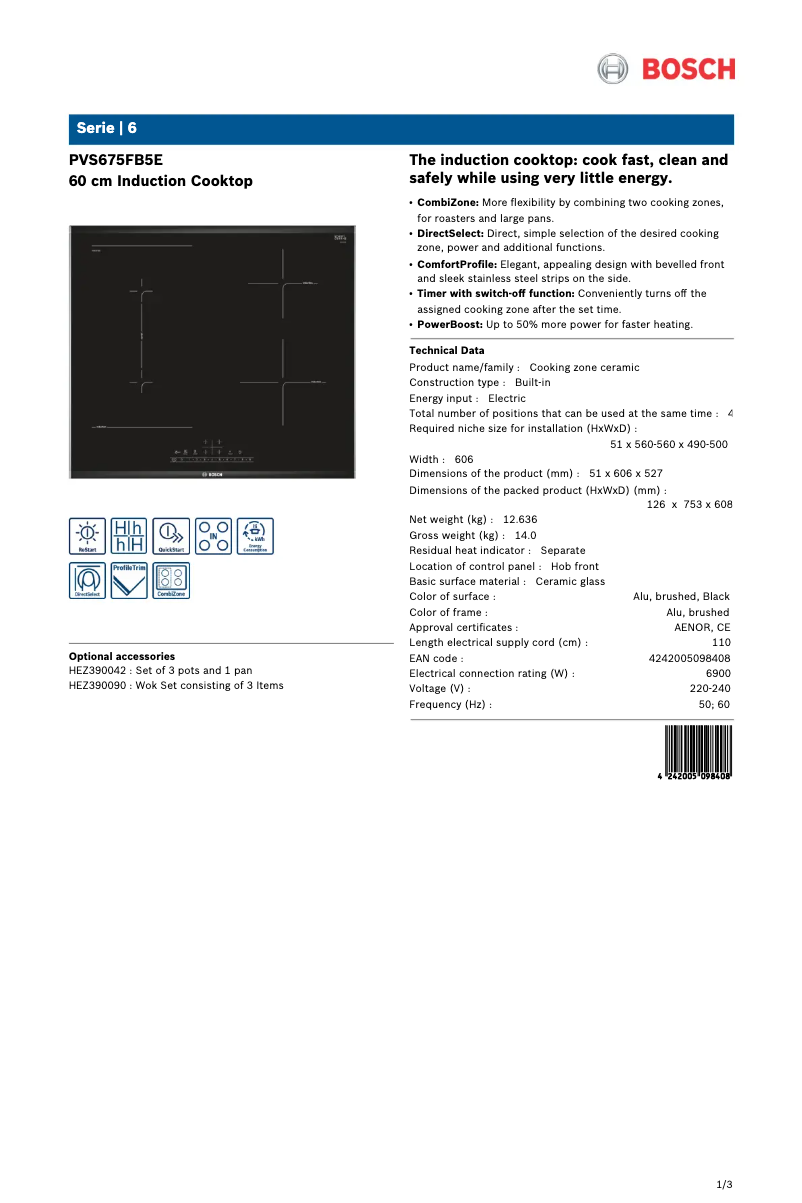 Page 1 de la notice Manuel utilisateur Bosch PVS675FB5E
