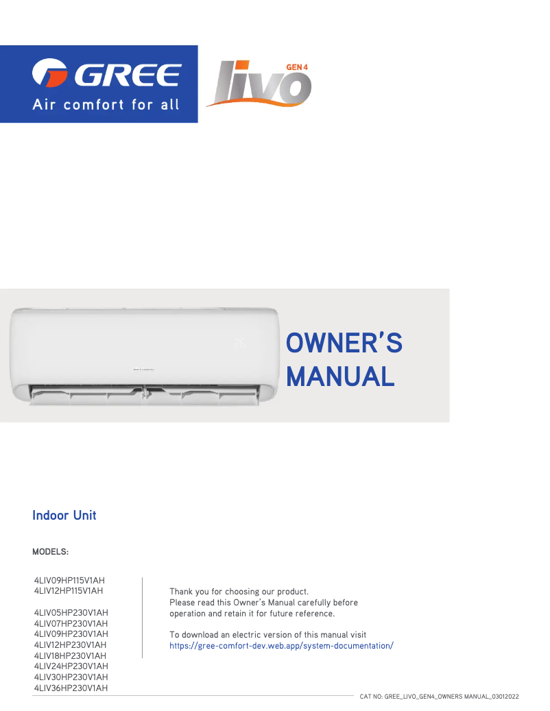 Imagen de la primera página del manual del dispositivo 4LIV09HP230V1AH