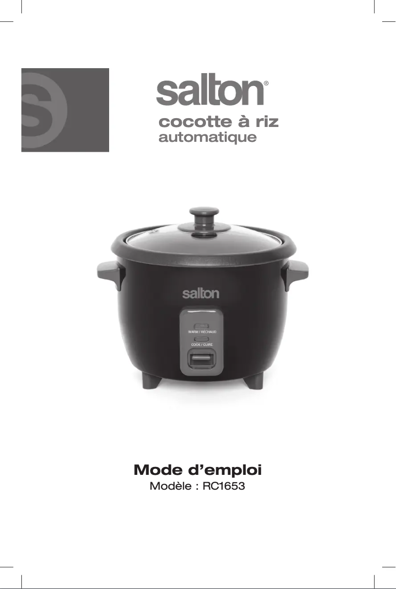 Page n°1 - Manuel utilisateur Salton RC1653