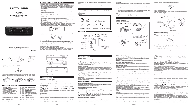Page 1 de la notice Manuel utilisateur Muse M-1268 BT