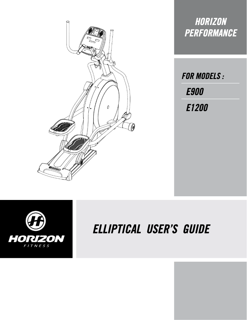 Page 1 de la notice Manuel utilisateur Horizon Fitness Perrformance E1200