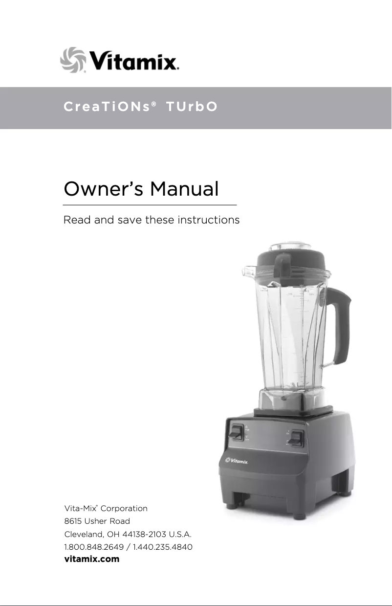 Page n°1 - Manuel utilisateur Vitamix Creations Turbo