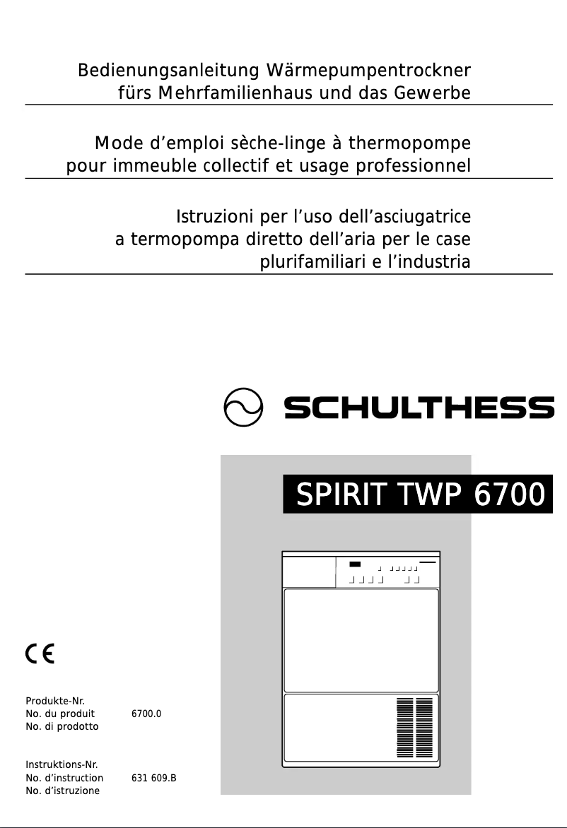 Page n°1 - Manuel utilisateur Schulthess Spirit TWP 6700