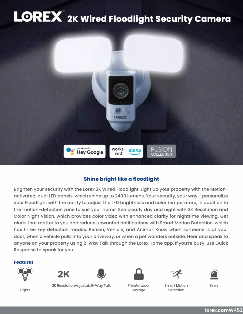 Página 1 del manual Ficha técnica Lorex W452ASD-E