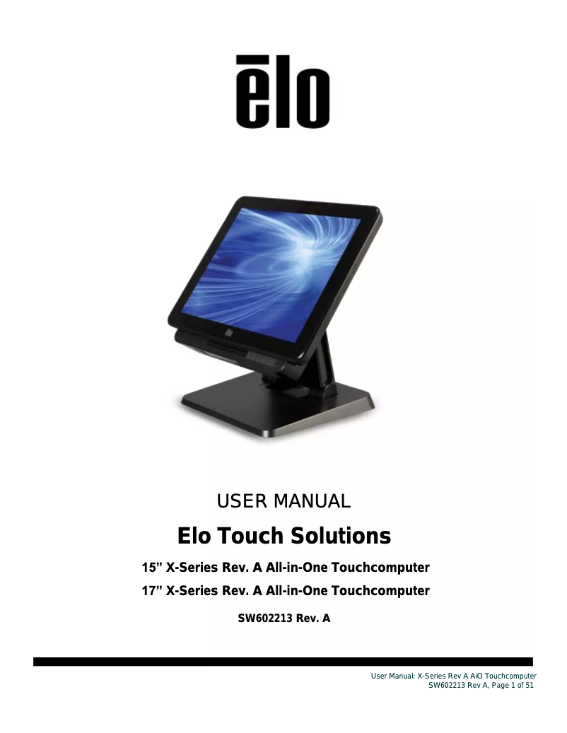 Page 1 de la notice Manuel utilisateur Elo X7-15