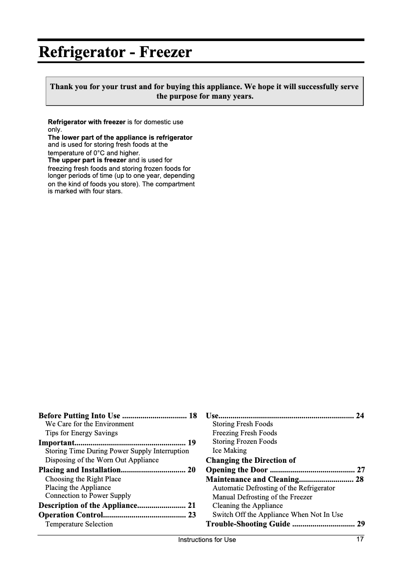 Page n°1 - Manuel utilisateur Gorenje K 207 LA