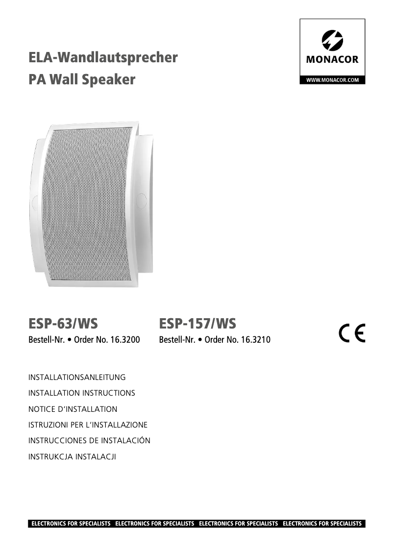 Page n°1 - Manuel utilisateur Monacor ESP-157/WS