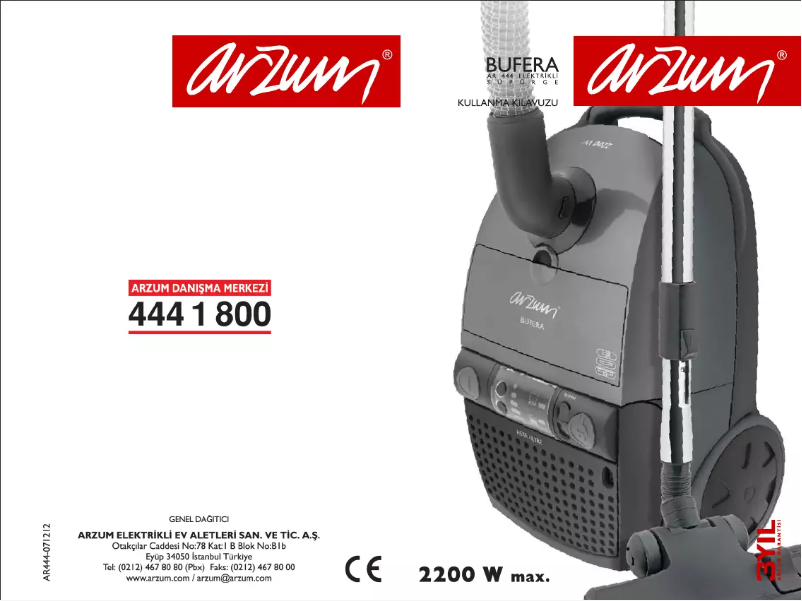 Page n°1 - Manuel utilisateur Arzum Bufera AR 444