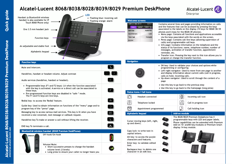 Page 1 de la notice Manuel utilisateur Alcatel-Lucent 8028