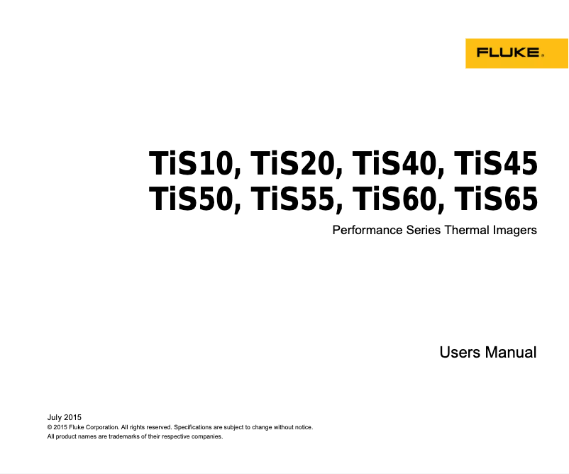 Page n°1 - Manuel utilisateur Fluke TiS50