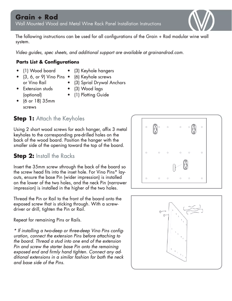 Page 1 de la notice Guide d'installation VintageView GNR-LABEL2