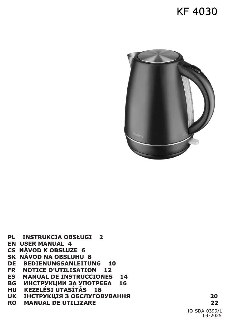 Page 1 de la notice Manuel utilisateur Amica KF 4030