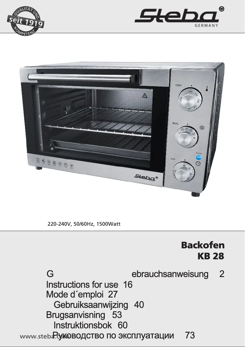 Page n°1 - Manuel utilisateur Steba KB 28