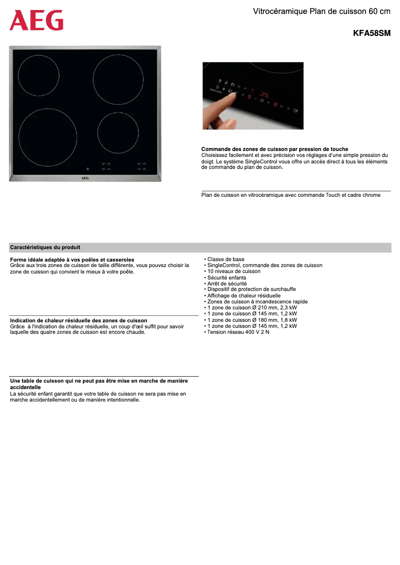 Image de la première page du manuel de l'appareil KFA58SM