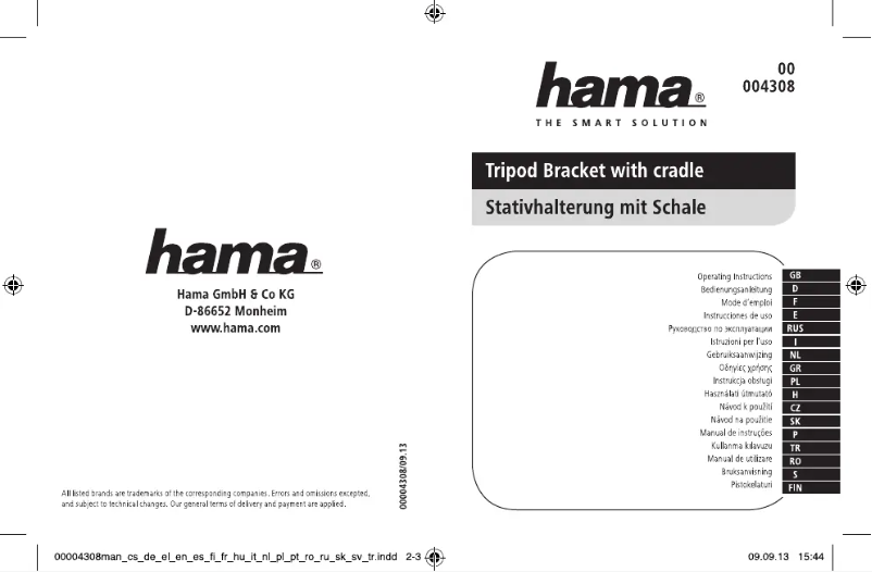 Page 1 de la notice Manuel utilisateur Hama 00004308