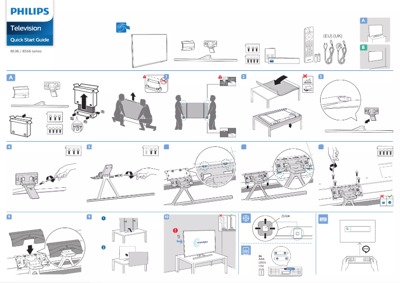 Page 1 de la notice Guide de démarrage rapide Philips 65PUS8536