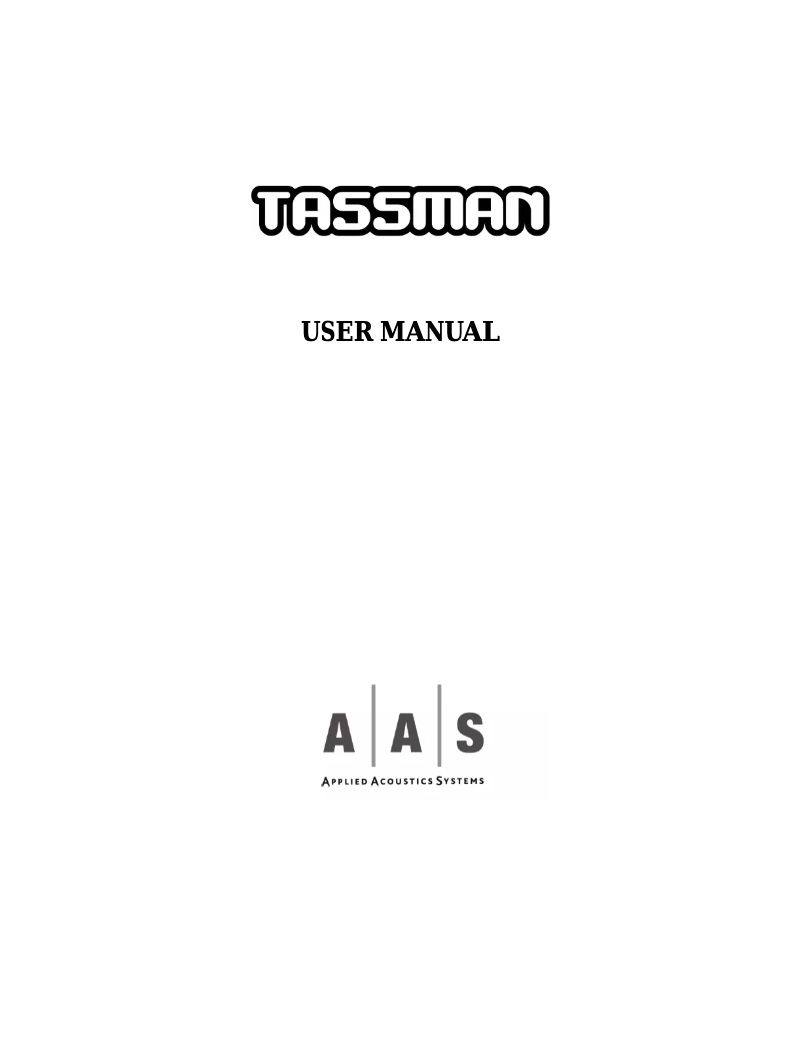 Page n°1 - Manuel utilisateur AAS Tassman 4