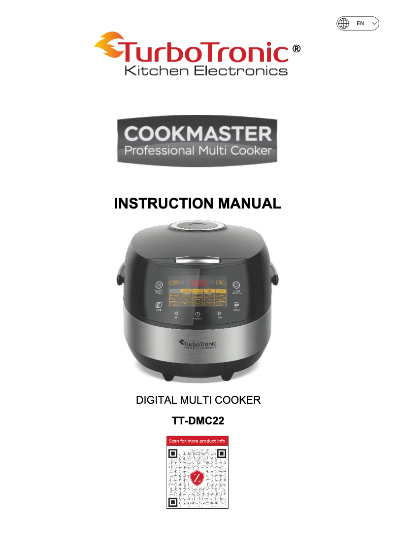 Image de la première page du manuel de l'appareil Cookmaster TT-DMC22