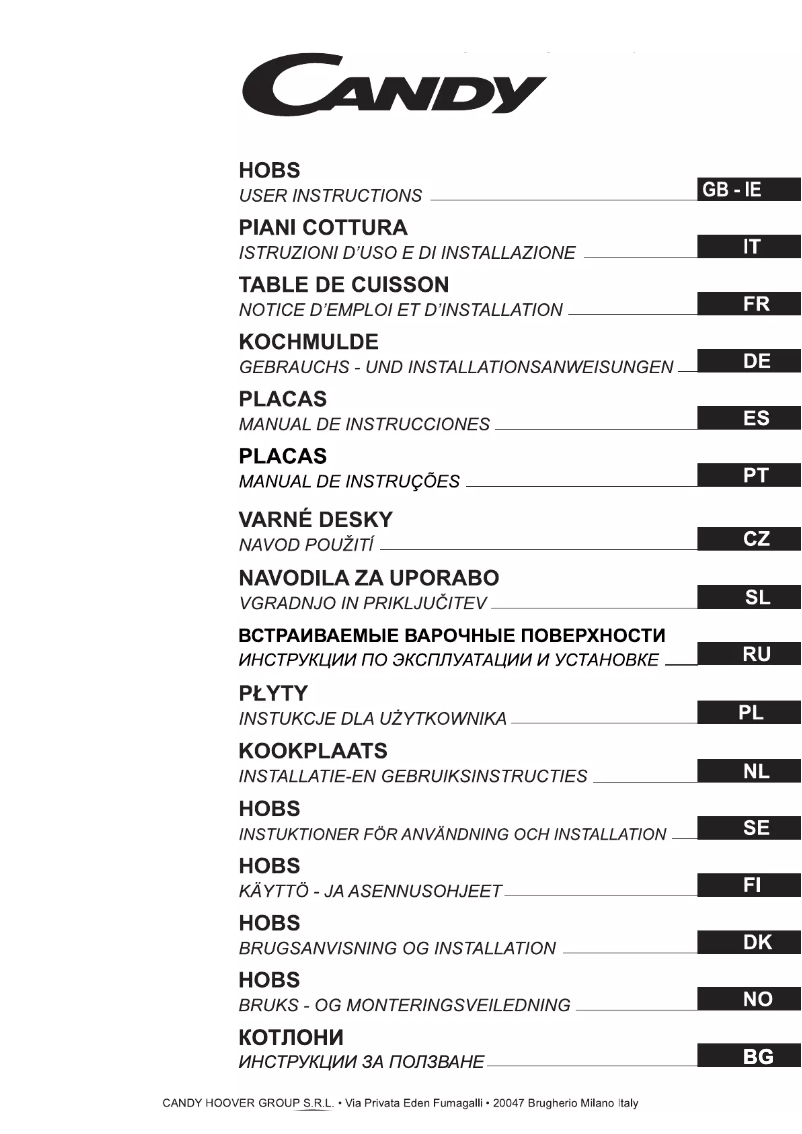 Page 1 de la notice Manuel utilisateur Candy CH742