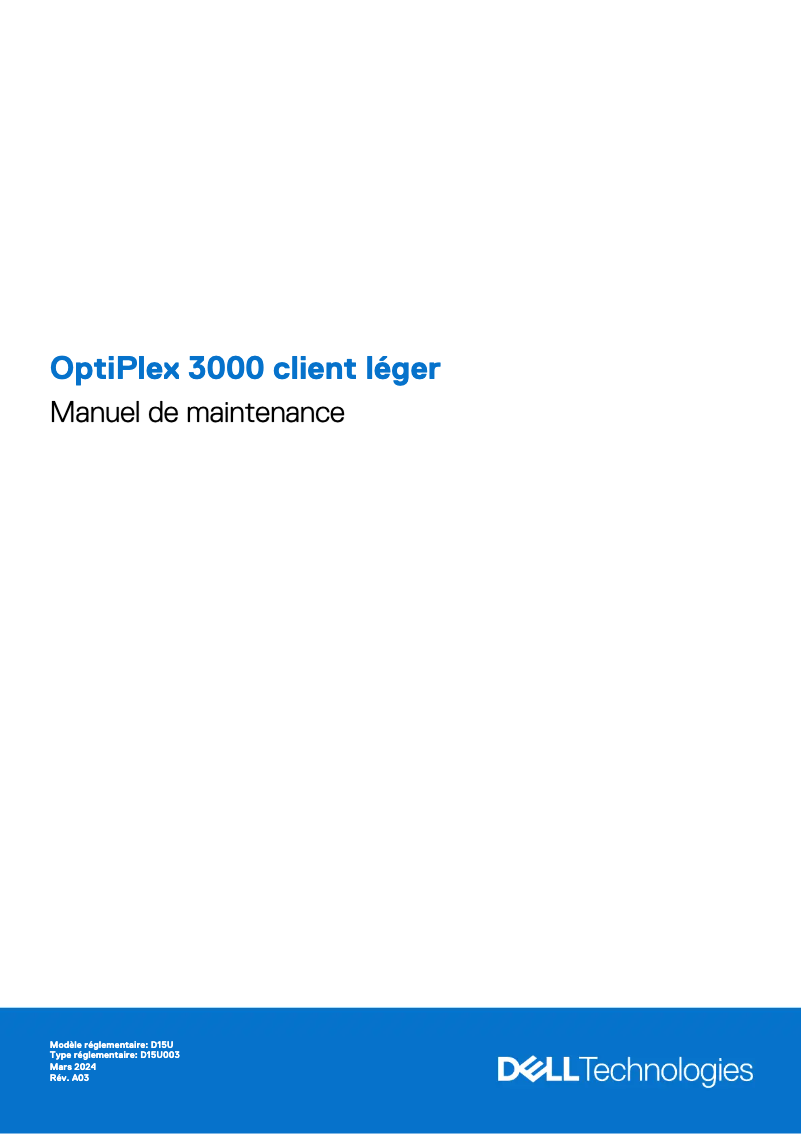 Page 1 de la notice Manuel utilisateur Dell OptiPlex 3000 Thin Client