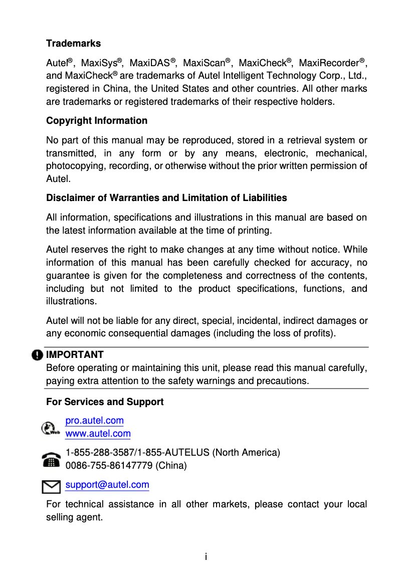 Page 1 de la notice Manuel utilisateur Autel MaxiLink ML629