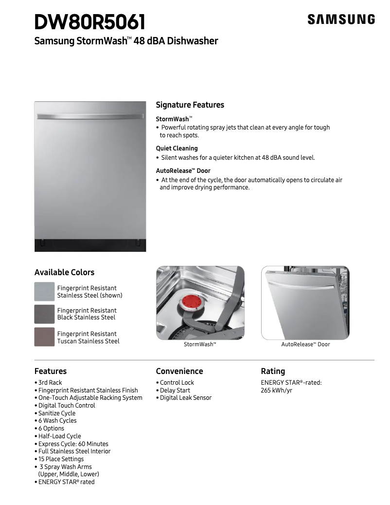 Image de la première page du manuel de l'appareil DW80R5061UT