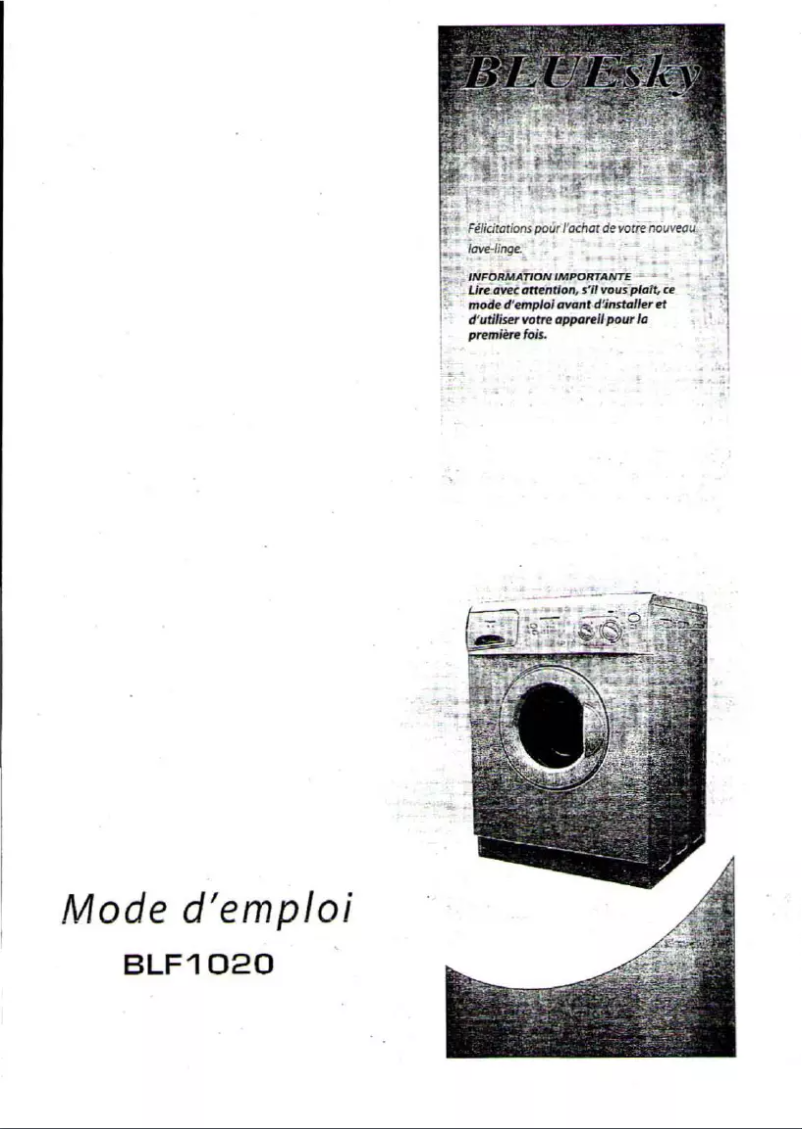 Page 1 de la notice Manuel utilisateur Bluesky BLF 1020