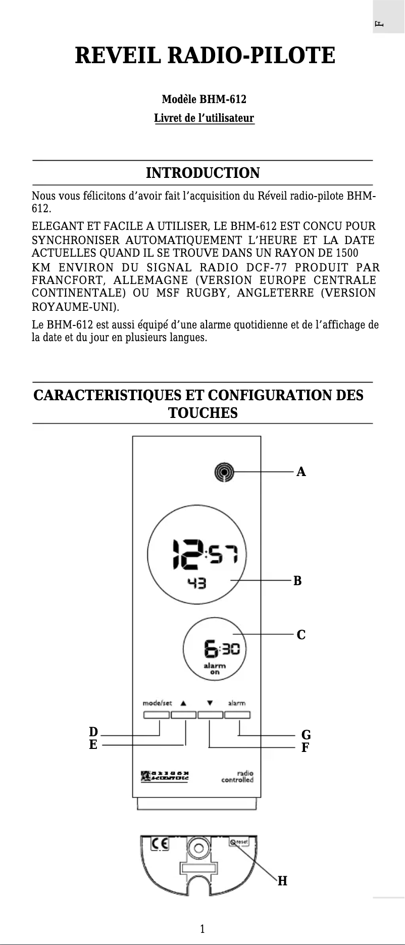 Page n°1 - Manuel utilisateur Oregon Scientific BHM612